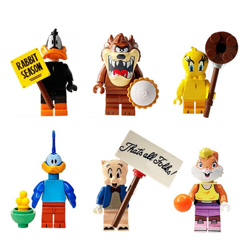 Kit 6 Bonecos Looney Tunes Patolino Piu Piu Bloco De Montar