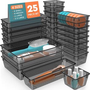 Conjunto organizador de gavetas SpaceHacks, 25 unidades para maquiagem, preto