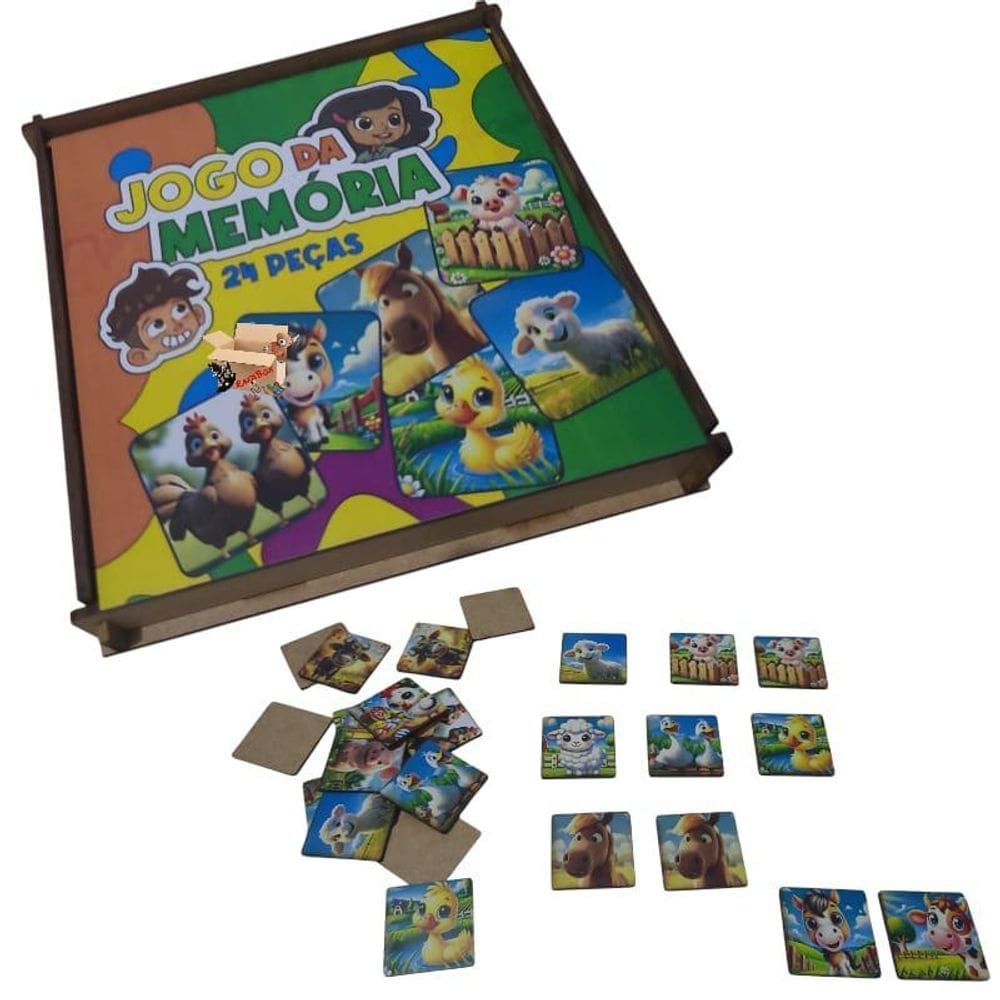 Jogo Da Memória Pedagógico Em Madeira Estojo Infantil 24 Pçs