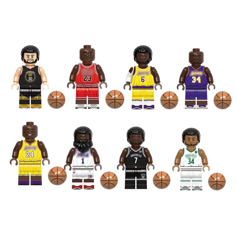 Kit 8 Bonecos Jogadores Basquete Americano Blocos De Montar