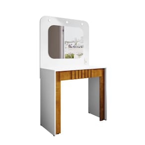 Penteadeira Camarim Rouge Branco Nature com Espelho Bechara
