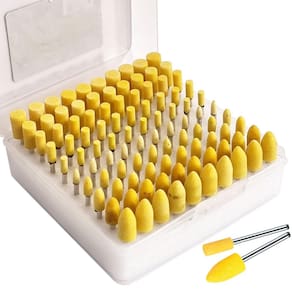 Kit 100 Ponta Montada Rebolo Amarelo Haste 3Mm Para Retífica