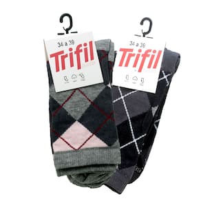 Kit com 01 Meias Femininas Trifil estilo Escocesa