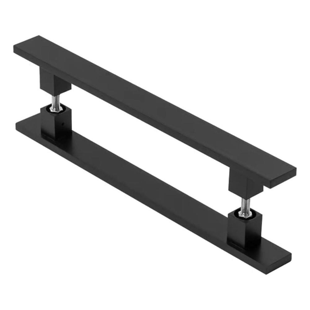 Puxador Duplo de Inox Para Porta Madeira Ferro Vidro 40cm Preto