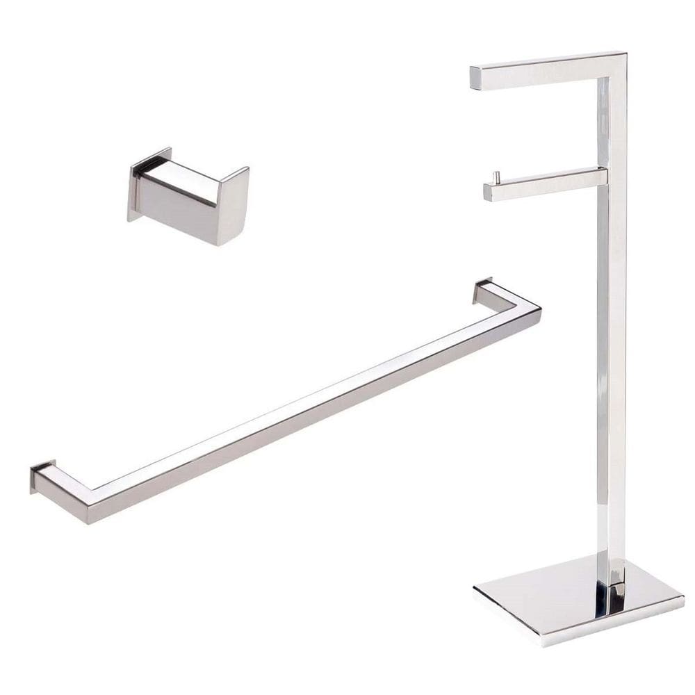 Kit de Acessórios para Banheiro com 3 Peças em aço inox Polido Linha Larissa Stainless