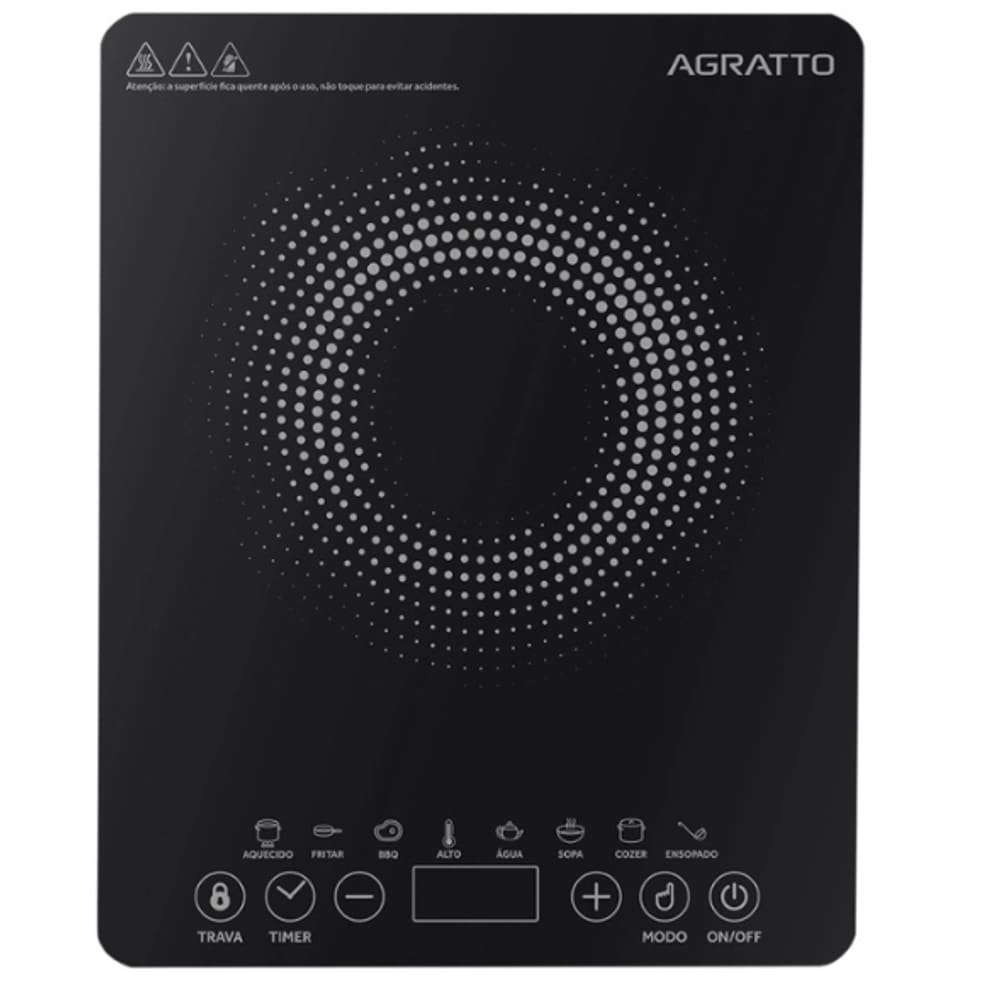 COOKTOP DE INDUCAO ITALIANO AGRATTO 2000W Painel Digital 220V