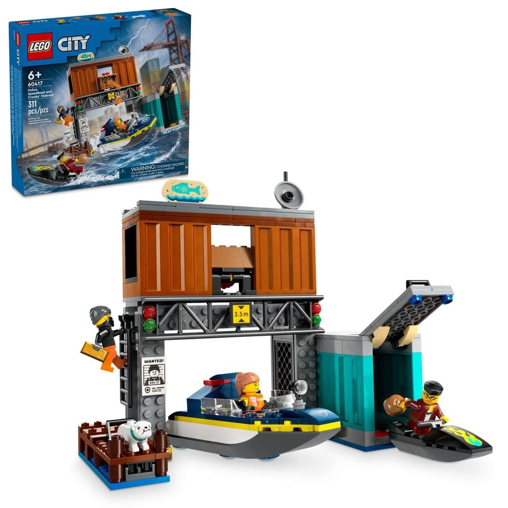 Brinquedo LEGO City Police Speedboat and Crooks` Hideout 60417