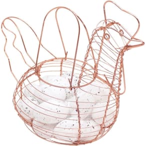 Cesto Galinha Porta Ovos Aramado Decorativo 18 Ovos Branco