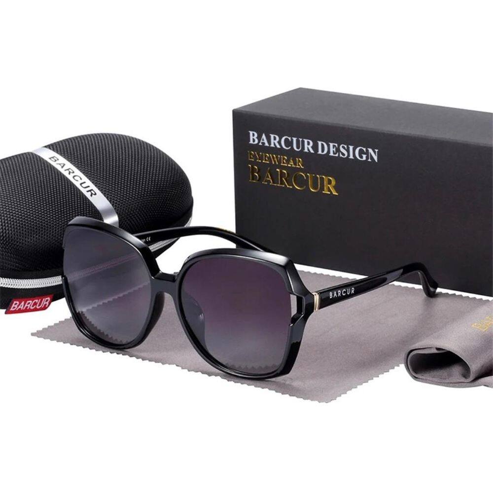 Óculos Feminino Grande Barcur Polarizado Black