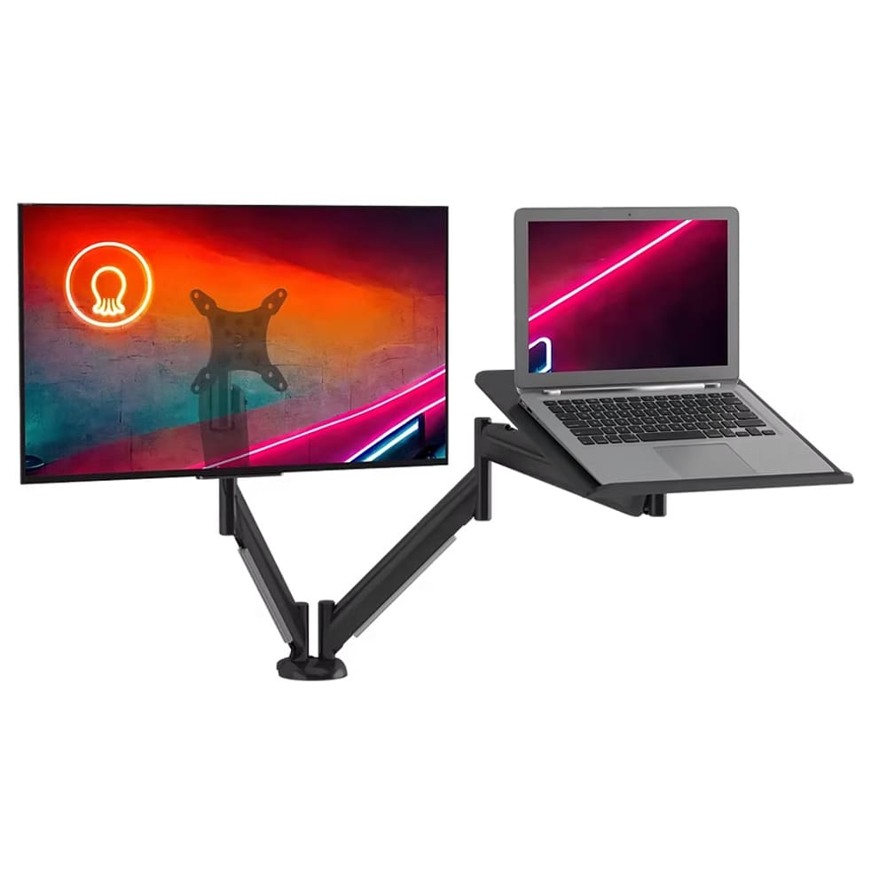 Suporte De Mesa Para Monitor Até 26" E Notebook Até 16" Articulado Octoo CLIPWAY-N1-BASE (Preto)