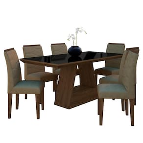 Mesa Com 6 Cadeiras 1,60 ávila Imbuia/preto/capucci - Móveis Arapongas