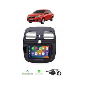 Kit Multimídia Grand Siena Mold Grafite 2012 / 2020 7 Pol CarPlay AndroidAuto - FirstOption 8100