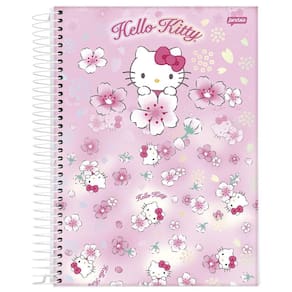 Caderno Univ 1 Matéria 80Fls Hello Kitty Rosa Flores Jandaia