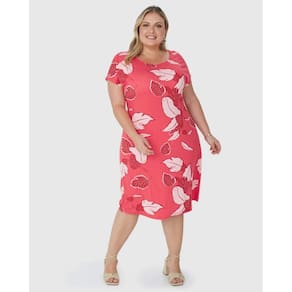 Vestido Manga Curta Plus Size Estampado Malwee Ref. 123934