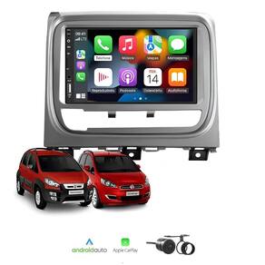 Kit Multimídia Idea 2013 / 2015 Mold Prata 7 Pol CarPlay AndroidAuto - FirstOption 8100