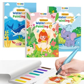 Conjunto de pintura em aquarela TECJOE, pacote com 3 livros de pintura com água