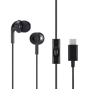 Fones de ouvido com fio Amazon Basics USB-C com microfone preto
