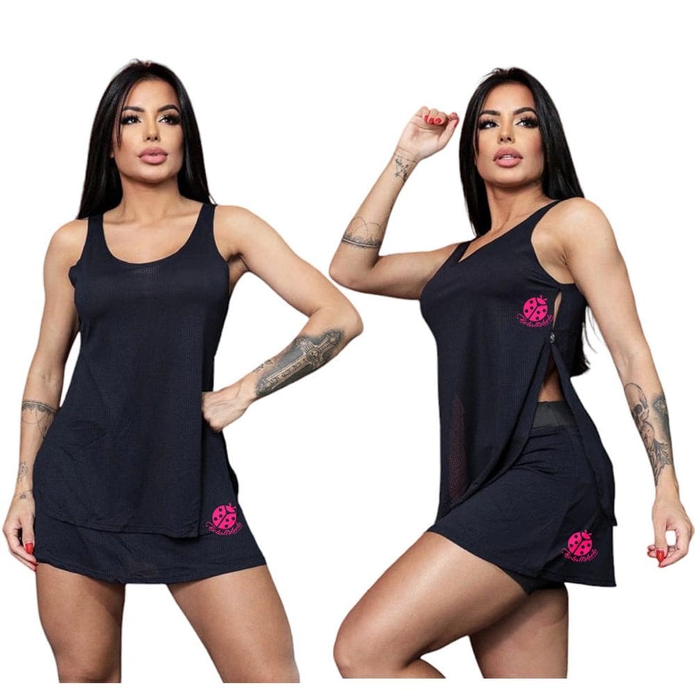 Regata Pontilhada Dry Fit Poliamida Fitness Feminino