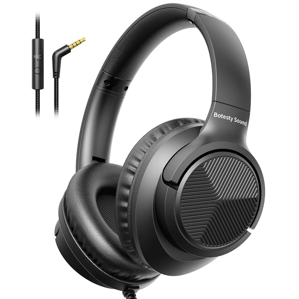 Fones de ouvido Botesty Sound Wired com microfone Over Ear Black