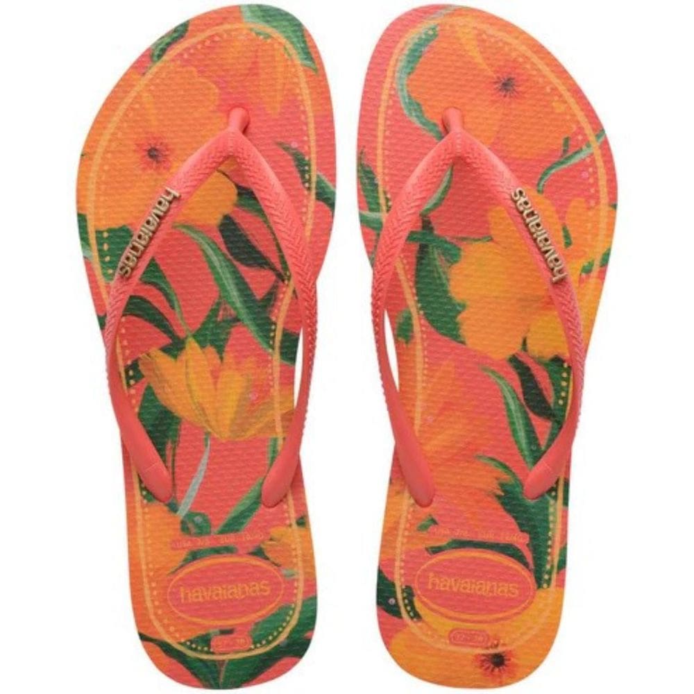 Chinelo Havaianas Slim Tropical Feminino - Coral