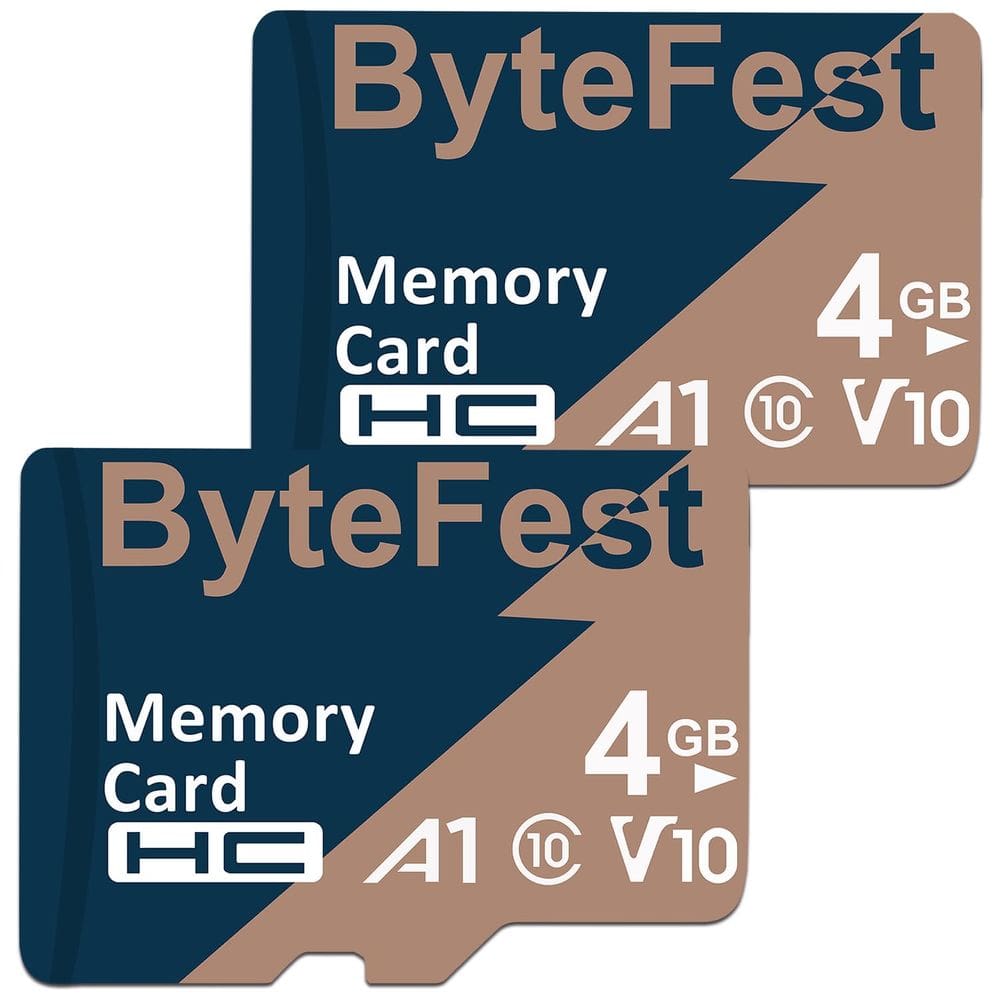 Cartão Micro SD ByteFest de 4 GB Classe 10 com adaptador SD duplo, pacote com 2
