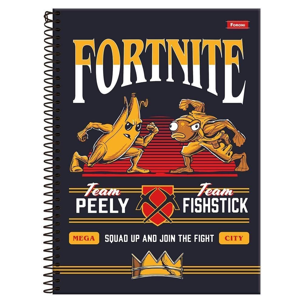Caderno Univ 10 Matérias 160Fls Fortnite Peely X Fish Foroni