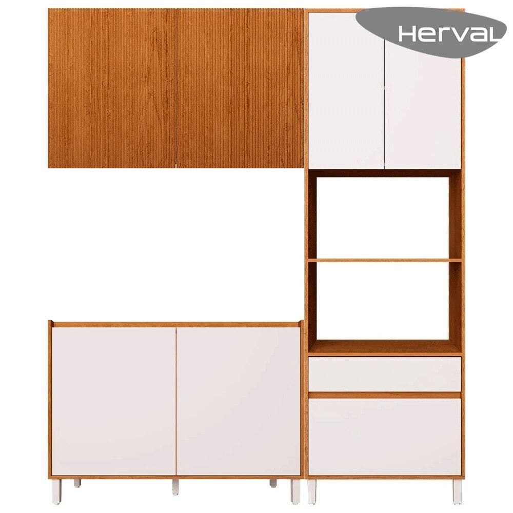 Cozinha Modulada Completa 3 Peças, Herval Roma, Freijó e Branco