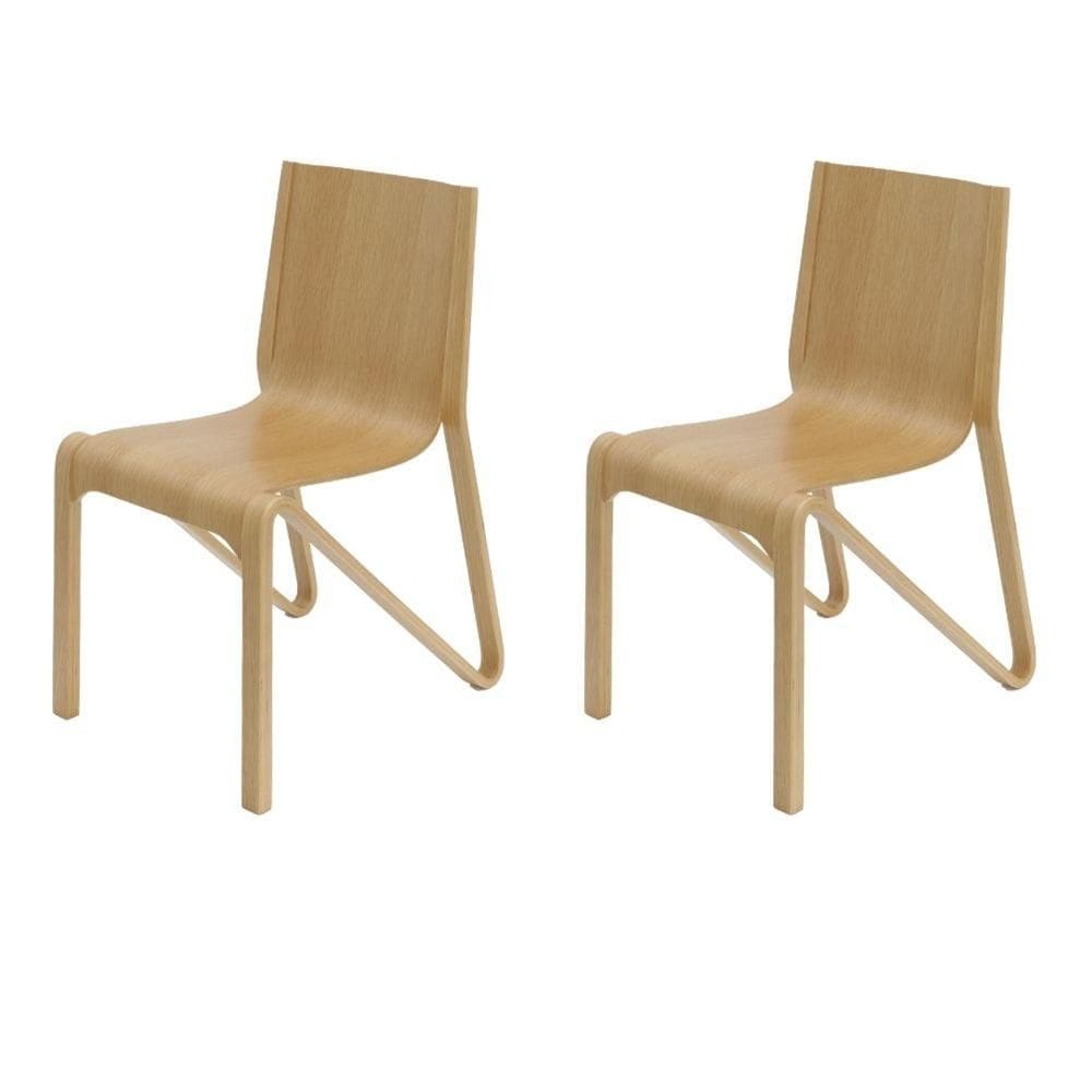 Kit 2 Cadeiras Empilhável Vermont Fratini 38 cm (larg) Estrutura em Madeira Natural Multilaminada