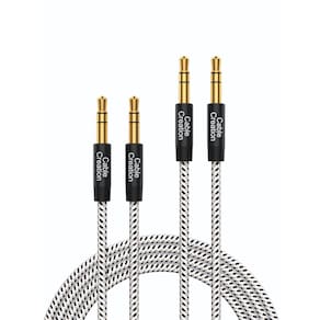 Cabo de áudio Cable Creation 3,5 mm estéreo macho para macho, 3 m, pacote com 2