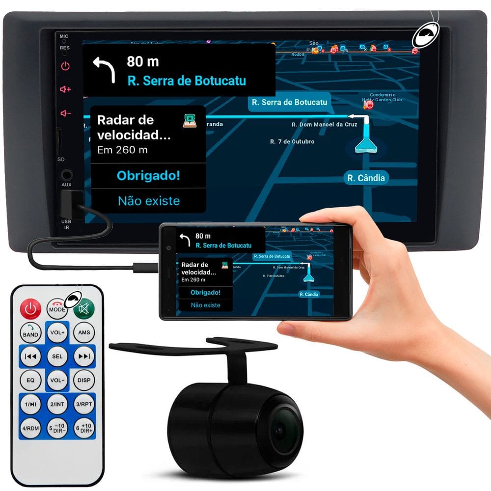 Multimidia 7" Polegadas S10 e Blazer Pitbull 2001 a 2011 Android Auto CarPlay + Câmera de Ré