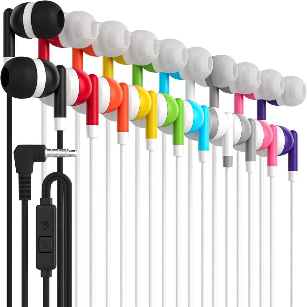 Fones de ouvido Maeline Bulk com isolamento de ruído de microfone, pacote com 50