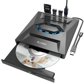 Unidade externa de CD/DVD SUIDEK Gravador portátil USB C com leitor SD