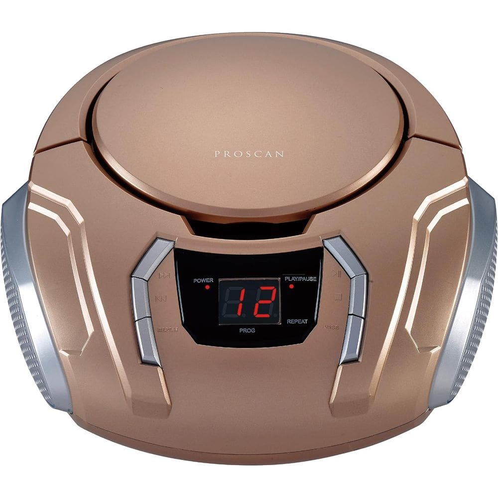 Leitor de CD portátil SYLVANIA SRCD261-B-CHAMPAGNE com rádio AM/FM