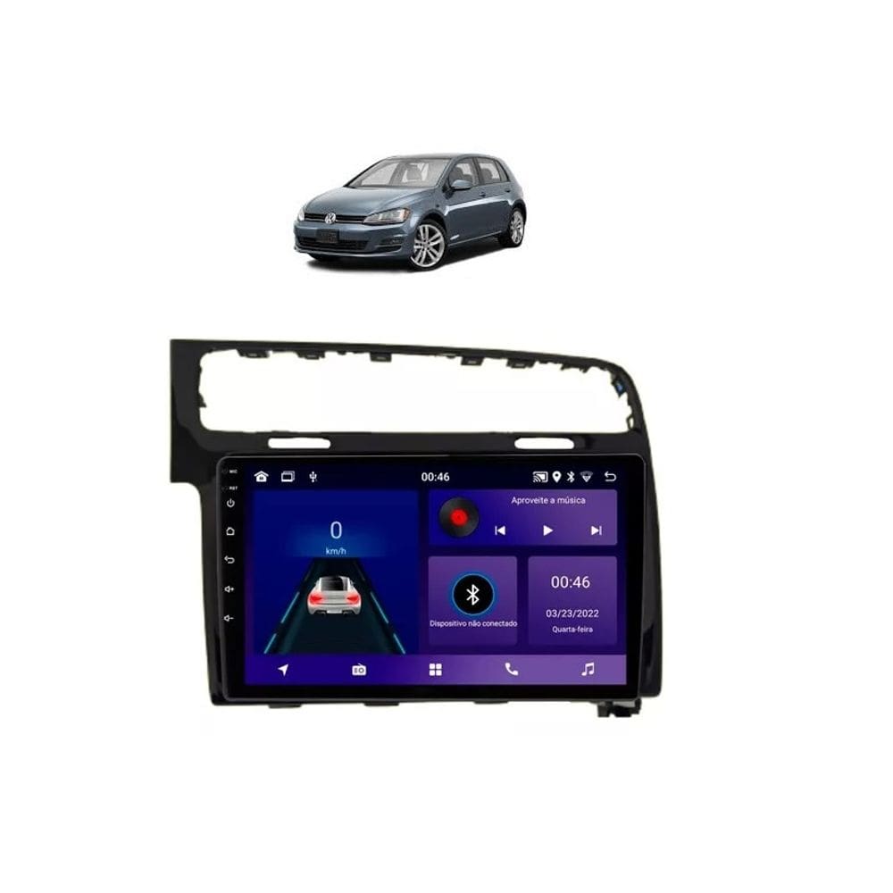 Kit Multimídia Golf 2014 / 2020 Android 9 Pol 2/32Gb Carplay Gps WiFi Rádio Bt - Vision 8990CP