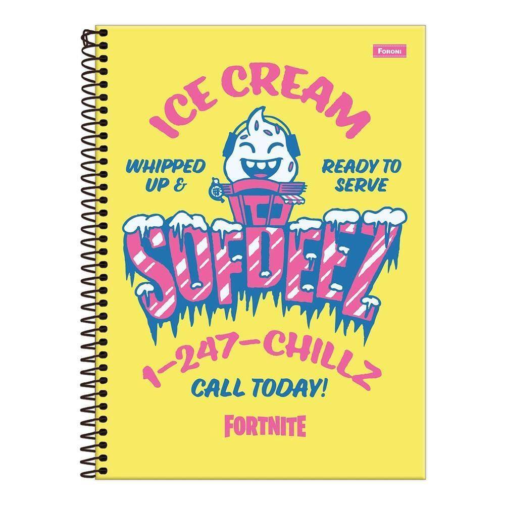 Caderno Univ 10 Matérias 160Fls Fortnite Ice Cream Fortnite
