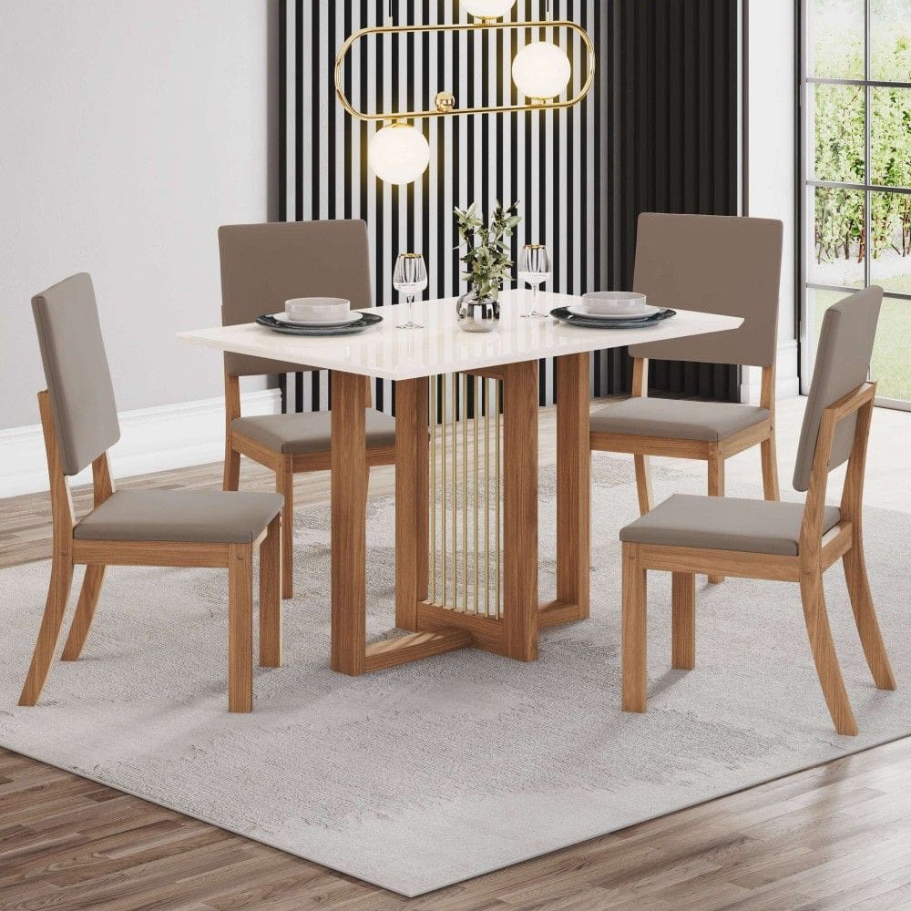 Mesa de Jantar 4 Lugares Natalí Milla Natural/Cinza - Henn
