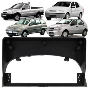 Moldura Painel 2 Din 9" Polegadas Fiat Palio, Siena, Strada, Weekend 1996 até 2005 Preto