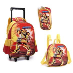 Kit Mochila Com Rodinhas E Lancheira + Estojo Robots