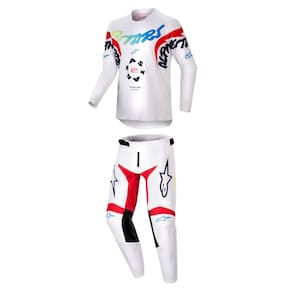 Conjunto de equipamentos de moto Alpinestars Racer Hana branco/multicolorido para jovens