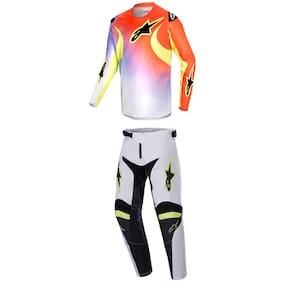 Conjunto de equipamentos de moto Alpinestars Racer Lucent branco/vermelho neon/amarelo