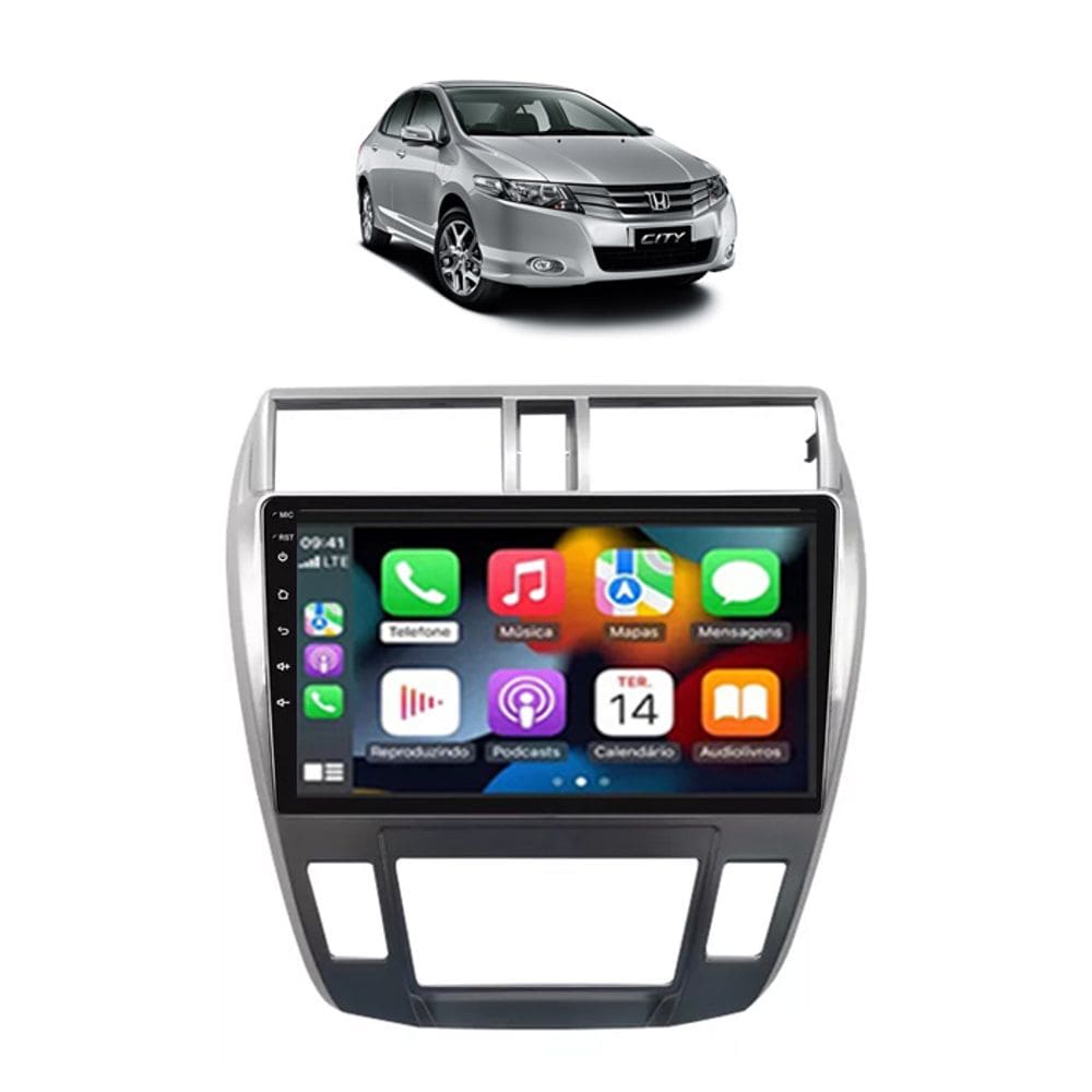 Kit Multimidia City Ar Digital 2008 / 2014 Carplay AndroidAuto 9 Pol - Roadstar 908BR