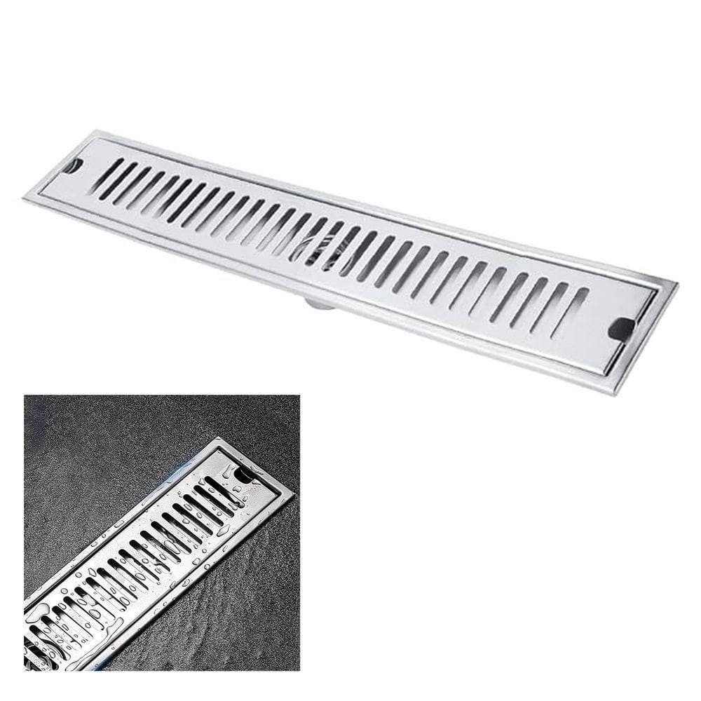 Ralo Linear 40cm Aço Inox Banheiro Area Externa Anti Odor Anti Inseto Lavabo Piscina Quintal Higienico Seguro Resistente