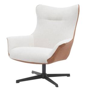 Poltrona Giratória Metropolitan Fratini Composê Poliuretano (PU) Caramelo Tecido Nude Base Aço Preto