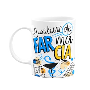Caneca profissões - Auxiliar de farmácia - 325ml branca
