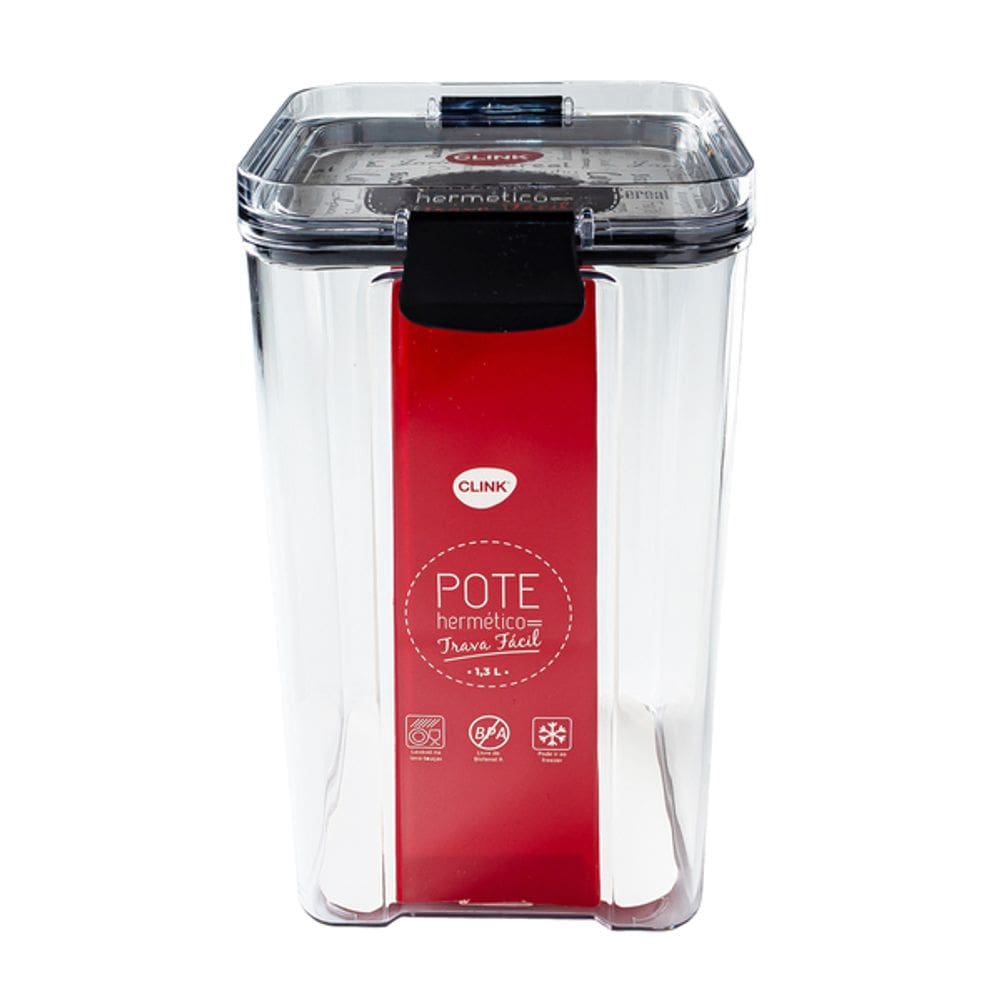 Pote Hermético Plástico 1,3 L   10,2 CM X 11,2 CM X 17,7 CM Clink