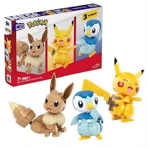 Kit de brinquedos de construção MEGA Pokémon com 3 bonecos de ação 583 peças