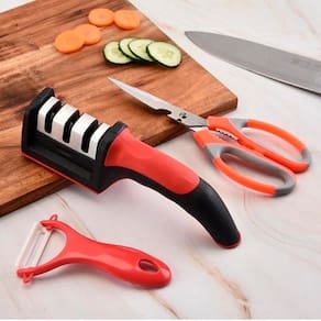 Kit Amolador Profissional Tesoura Facas Cozinha E Churrasco