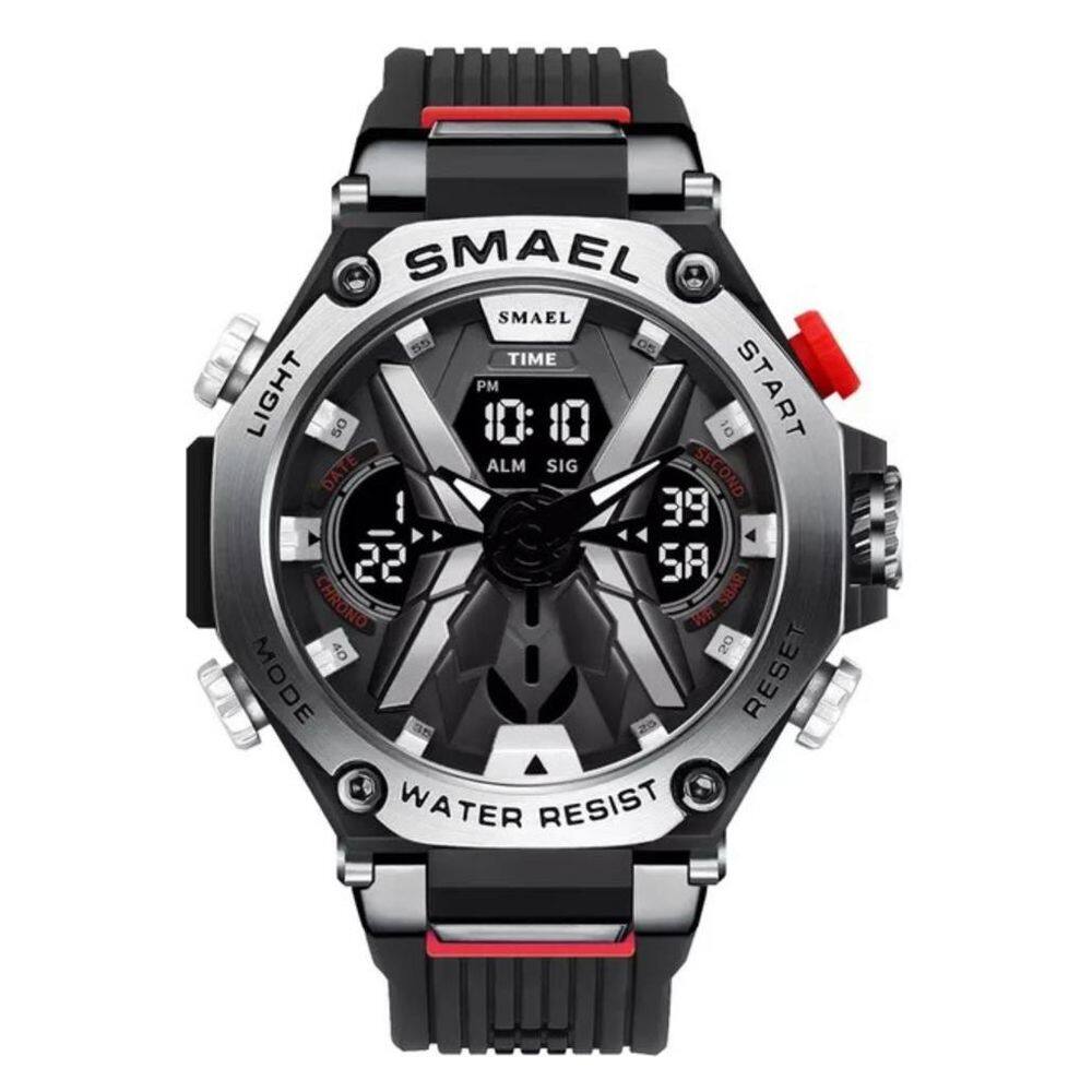 Relógio Smael 8087 Masculino Militar Preto/prata