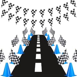 Suprimentos para festas Skylety Traffic Cones e Conjunto de bandeiras de corrida