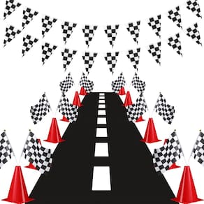 Suprimentos para festas Skylety Traffic Cones e Conjunto de bandeiras de corrida